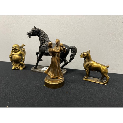 586 - Collection early 20th century brass & spelter figures