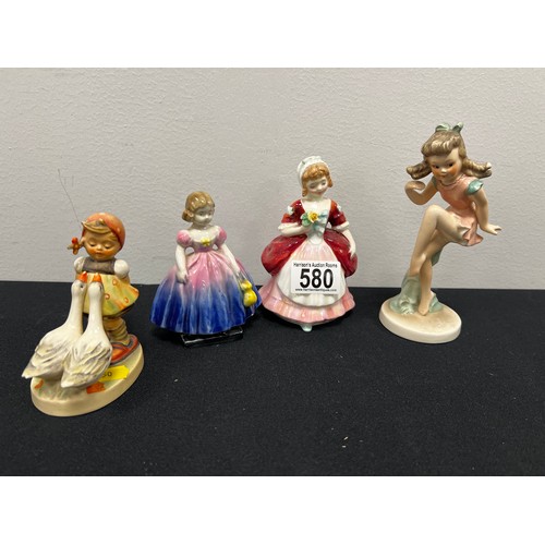 580 - Royal doulton figure + gobel figures etc