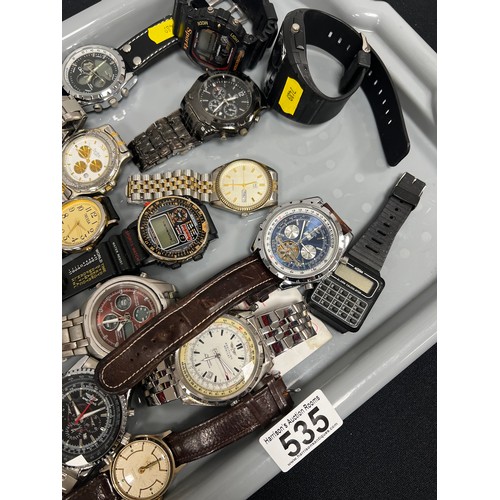 535 - Tray assorted gents watches tray not inc