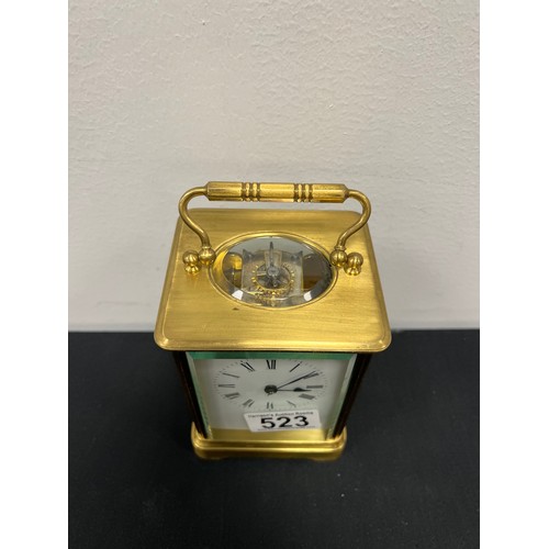 523 - Heavy brass carriage clock