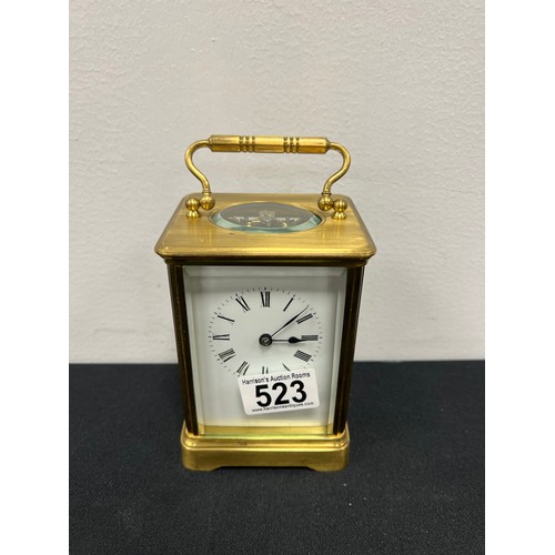 523 - Heavy brass carriage clock