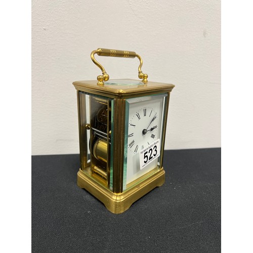 523 - Heavy brass carriage clock