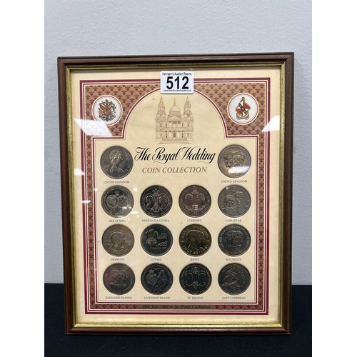 512 - Royal wedding coin collection mounted & framed