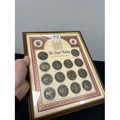 512 - Royal wedding coin collection mounted & framed