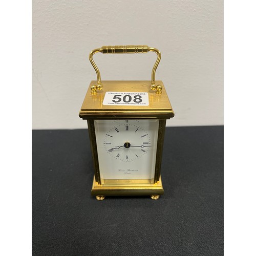 508 - Very heavy thomas braithwaite brass carriage clock battery