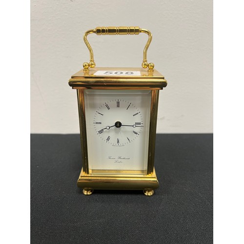 508 - Very heavy thomas braithwaite brass carriage clock battery