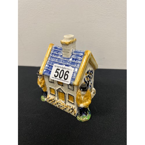 506 - Early prattware cottage money box circa 1810-1840