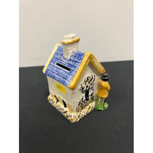 506 - Early prattware cottage money box circa 1810-1840