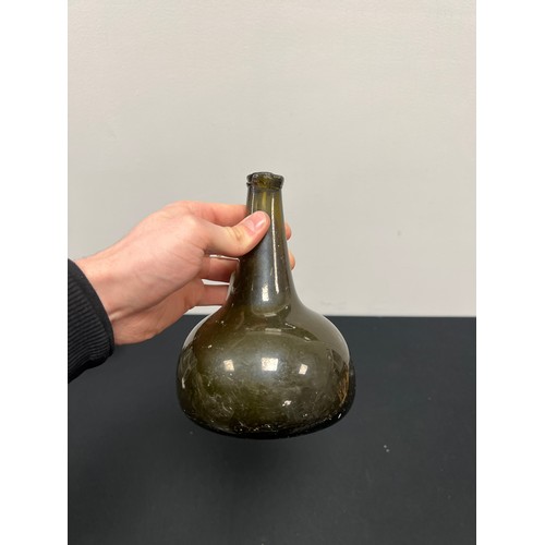 504 - Antique early glass onion bottle