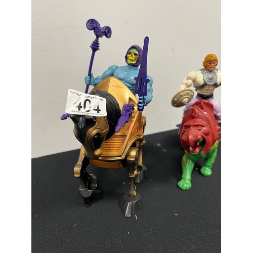 404 - Masters of universe skeletons war horse + night stacker + he man battle cat & figure