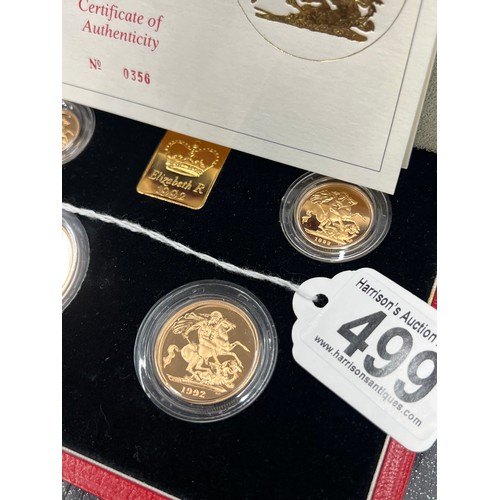 499 - 1992 4 Coin collection gold proof sovereigns No 0356 with certificate & boxed