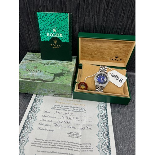 495B - Immaculate Rolex oyster perpetual date - just with midnight blue diamond dial comes boxed with origi... 