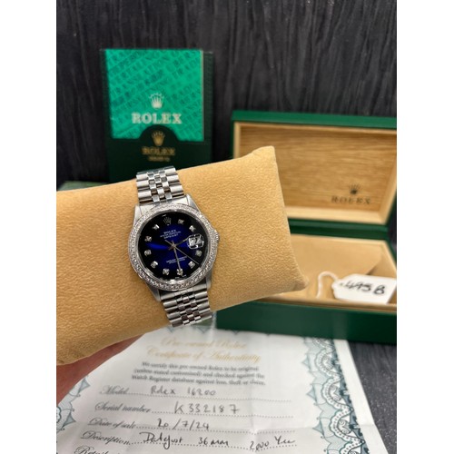 495B - Immaculate Rolex oyster perpetual date - just with midnight blue diamond dial comes boxed with origi... 