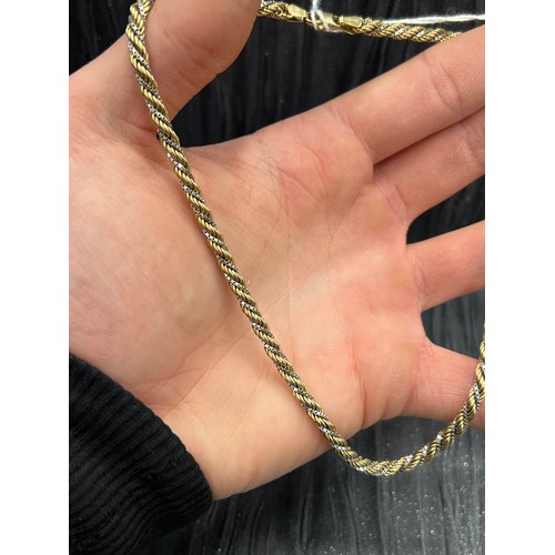 463 - 9ct yellow & white gold rope necklace 15.75