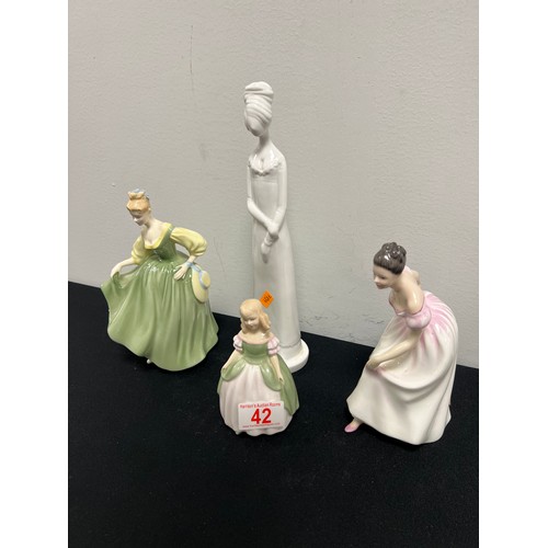 42 - 3 x Royal Doulton figures and 1 x Spode figure
