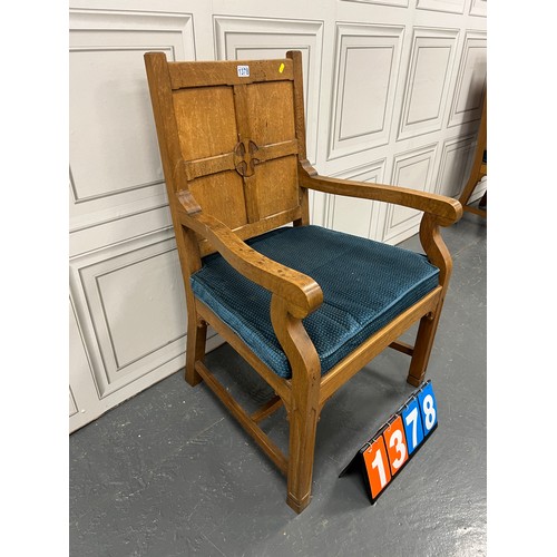 1378 - 20th century church chapel chair solid oak (in mouseman style)