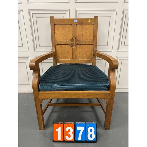 1378 - 20th century church chapel chair solid oak (in mouseman style)