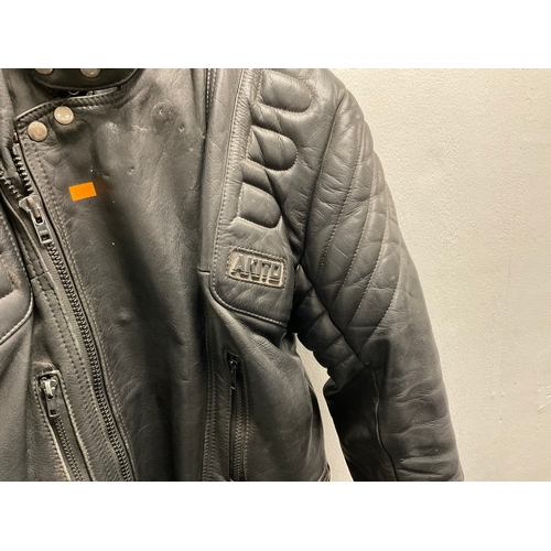 1529 - Akito leather biker jacket and 2 pairs leather trousers 32&34 trousers