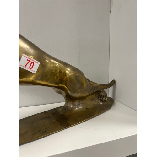 70 - Large vintage brass sculpture leaping jaguar