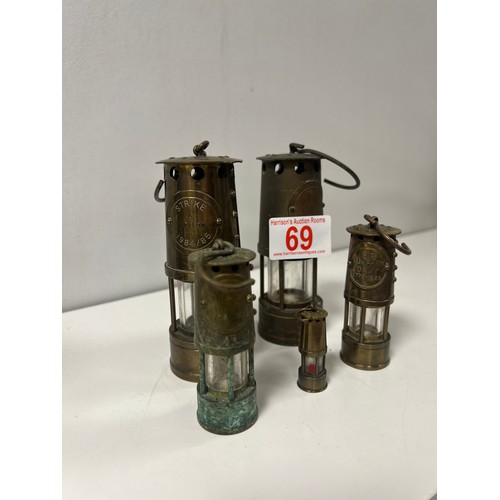 69 - 6 Assorted 20thC century miners lamps