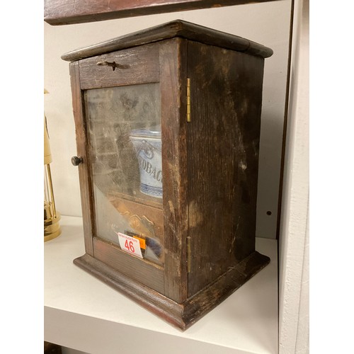 46 - Vintage smokers cabinet with tobacco jar