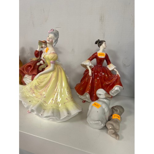 142 - 4 Royal doulton figures + 1 other figure + 2 nao figures