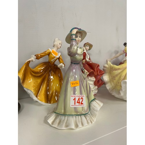 142 - 4 Royal doulton figures + 1 other figure + 2 nao figures