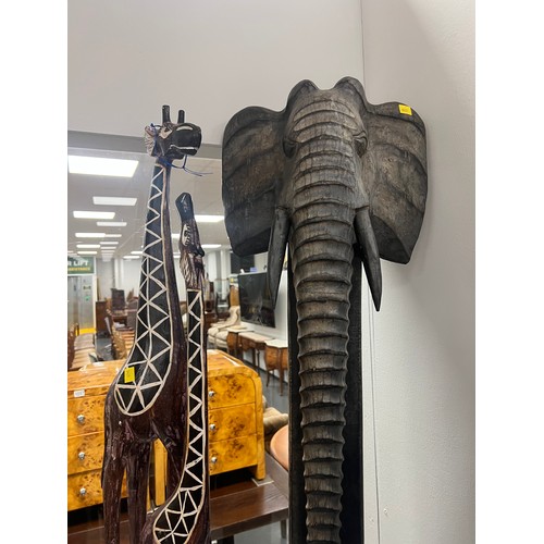 119 - 2 Large wooden animals elephant & giraffe approx 40