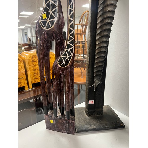 119 - 2 Large wooden animals elephant & giraffe approx 40