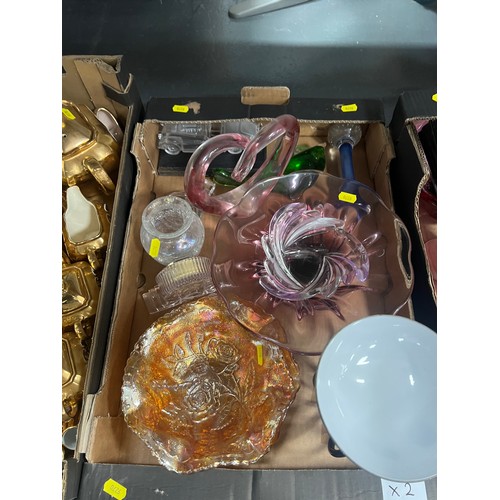 9 - 2 boxes vintage coloured glass