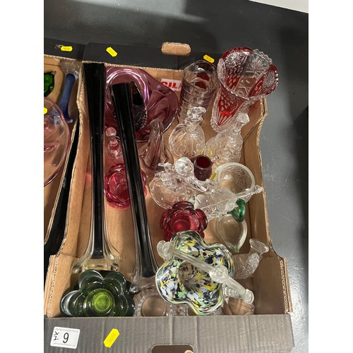 9 - 2 boxes vintage coloured glass