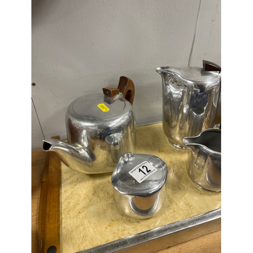 12 - vintage piquot tea ,coff set on tray