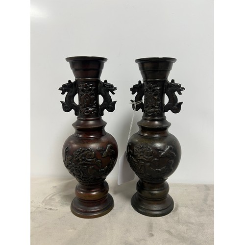 19 - pair bronze vases