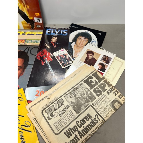 39 - Collection of Elvis presley memrobilia