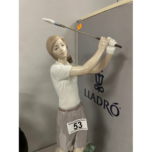 53 - Large Lladro ladies golfer figure boxed  Retired in 2004
