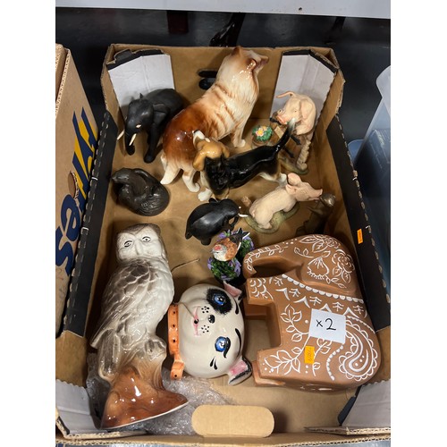57 - 2 Good box's of ceramics inc animal figures