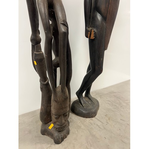 66 - 2 Large 20th century carved african figures approx 2ft tall