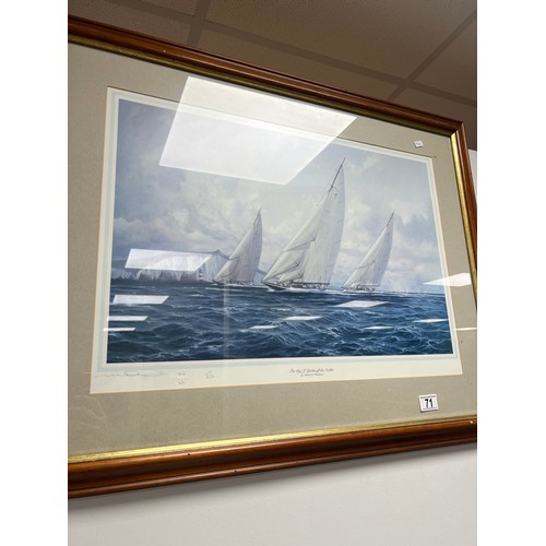 71 - Large yachting picture signed ltd edition 724/850 with impressed mark