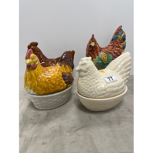 77 - 4 Vintage hen egg holders