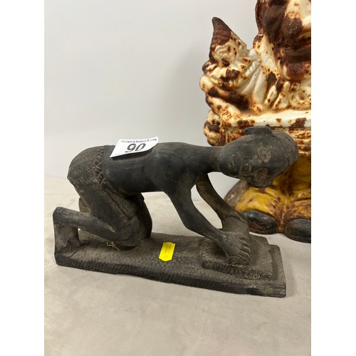 90 - Vintage door stop + 2 wooden figures