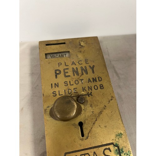 104 - Edwardian 'penny slot' toilet lock by ETAS model no 5 from skegness pier