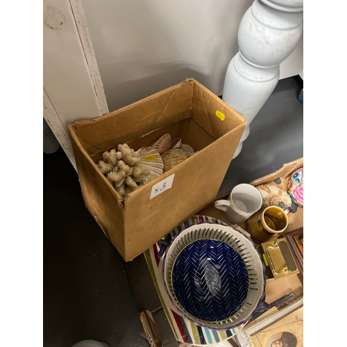 112 - 3 Boxes misc pottery shells etc