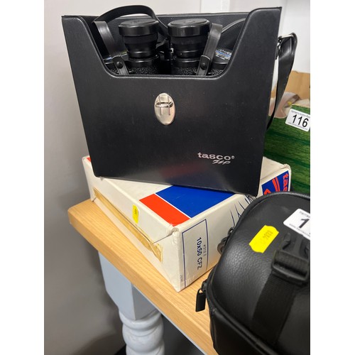 115 - Tasco binoculars in case 10 x 50 mm + polariod & cannon camera in cases