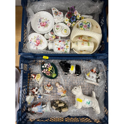 44 - 2 Baskets of Victorian and later pottery etc