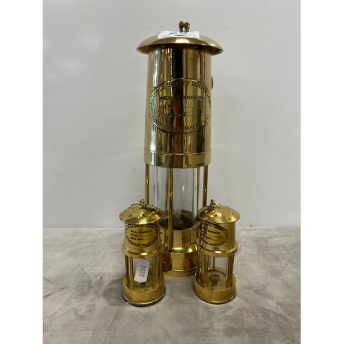 26 - 1 Large & 2 miniature brass miners lamps