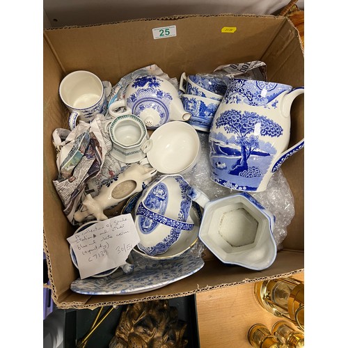25 - Box of Spode b&w pottery