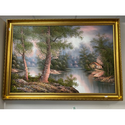 22 - 'House the lakes' signed oil on canvas