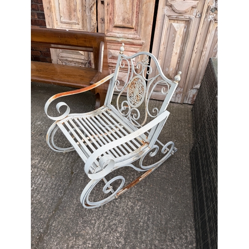 Victorian design wrought iron garden rocking chair