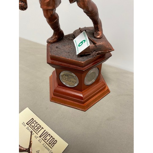 6 - Danbury Mint “Desert Victor’ bronze effect resin Sculpture Mounted on a wooden base featuring commem... 