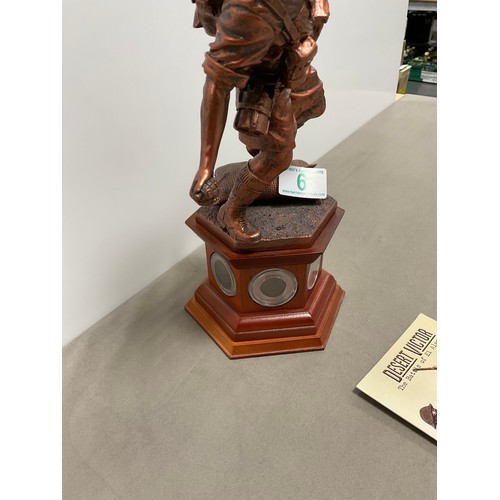 6 - Danbury Mint “Desert Victor’ bronze effect resin Sculpture Mounted on a wooden base featuring commem... 